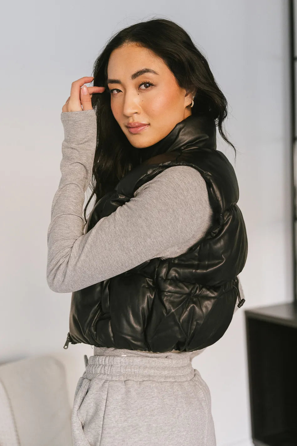 Elise Puffer Vest in Black - FINAL SALE