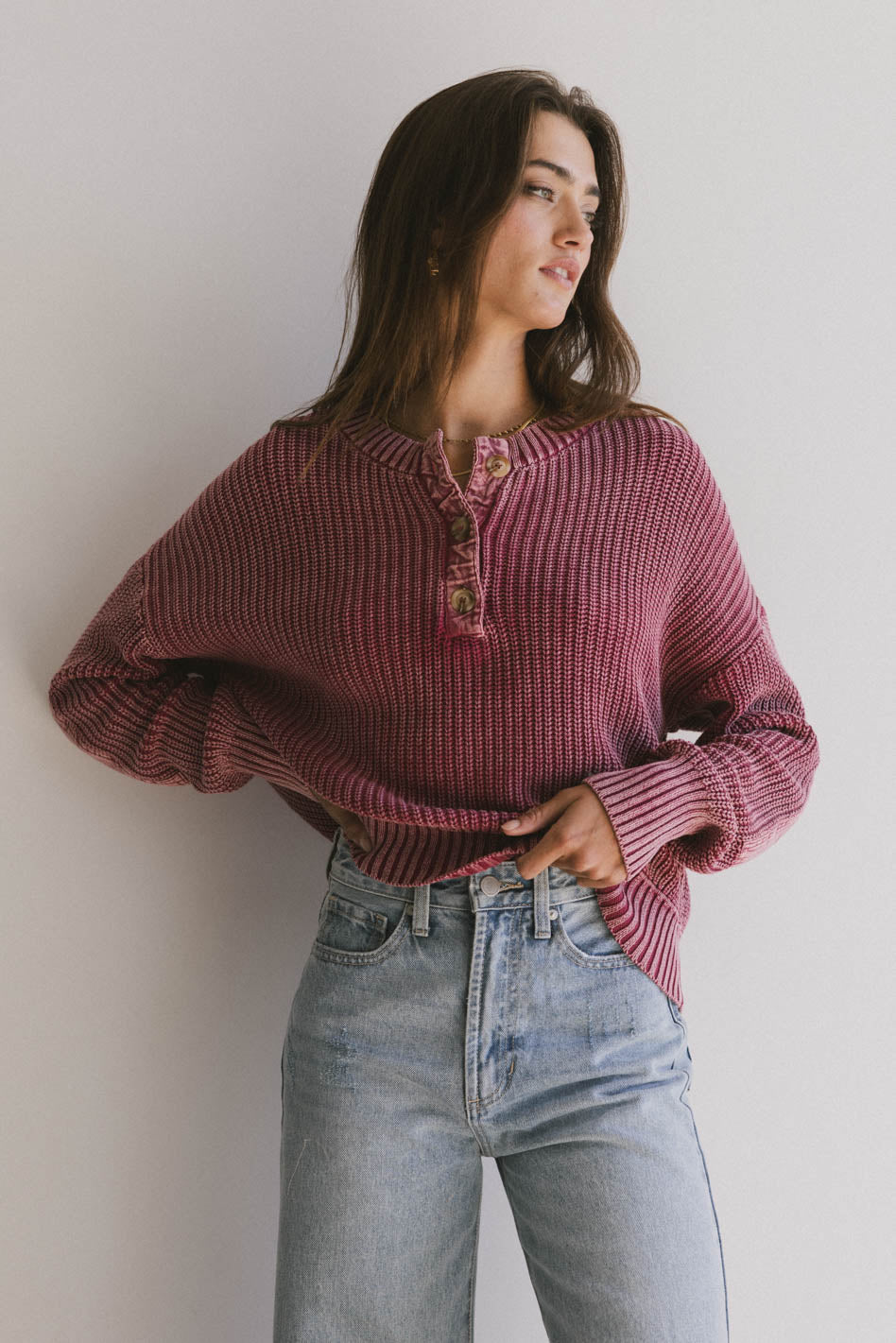 Inda Henly Sweater in Burgundy - FINAL SALE
