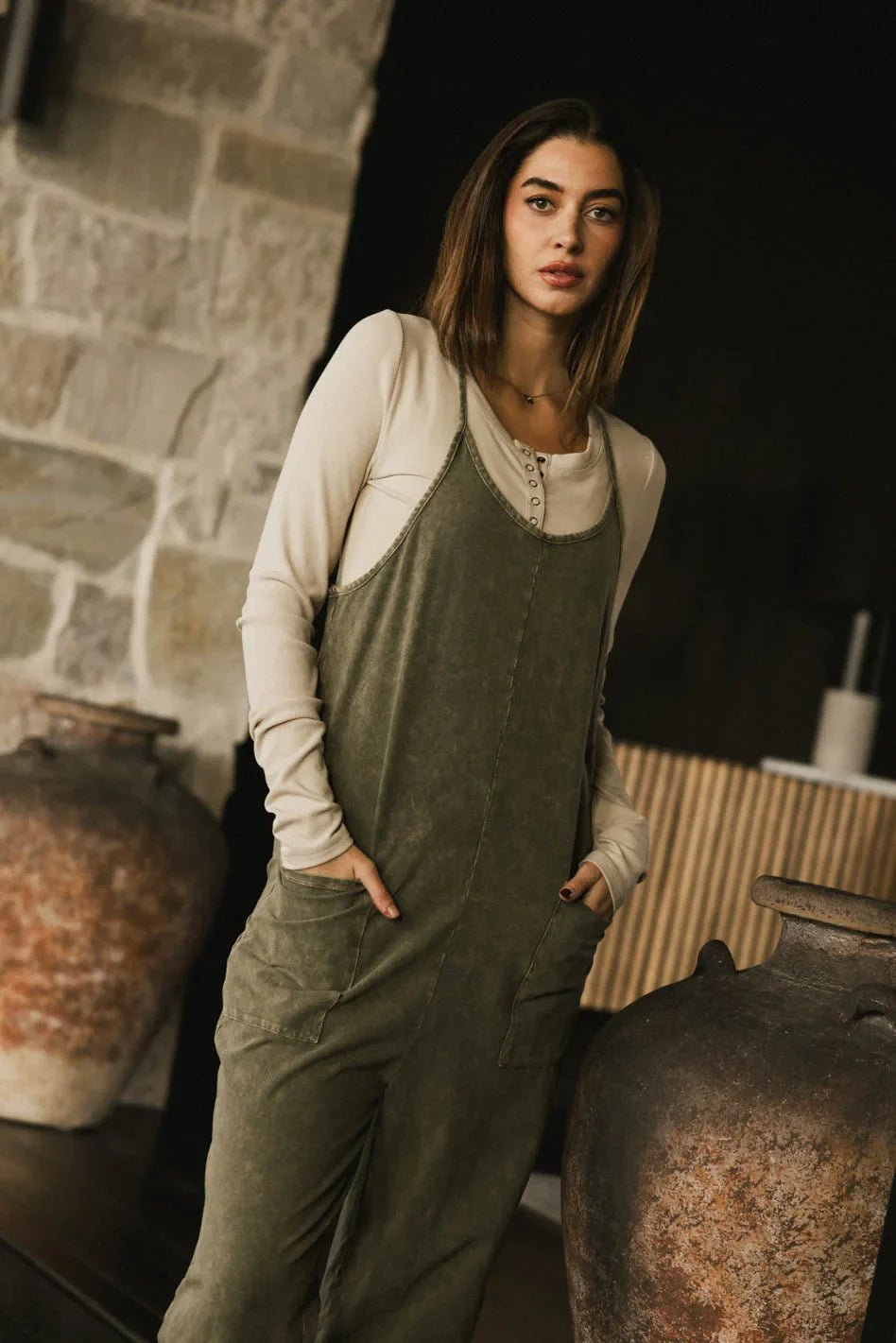 Bram Overalls in Olive - FINAL SALE