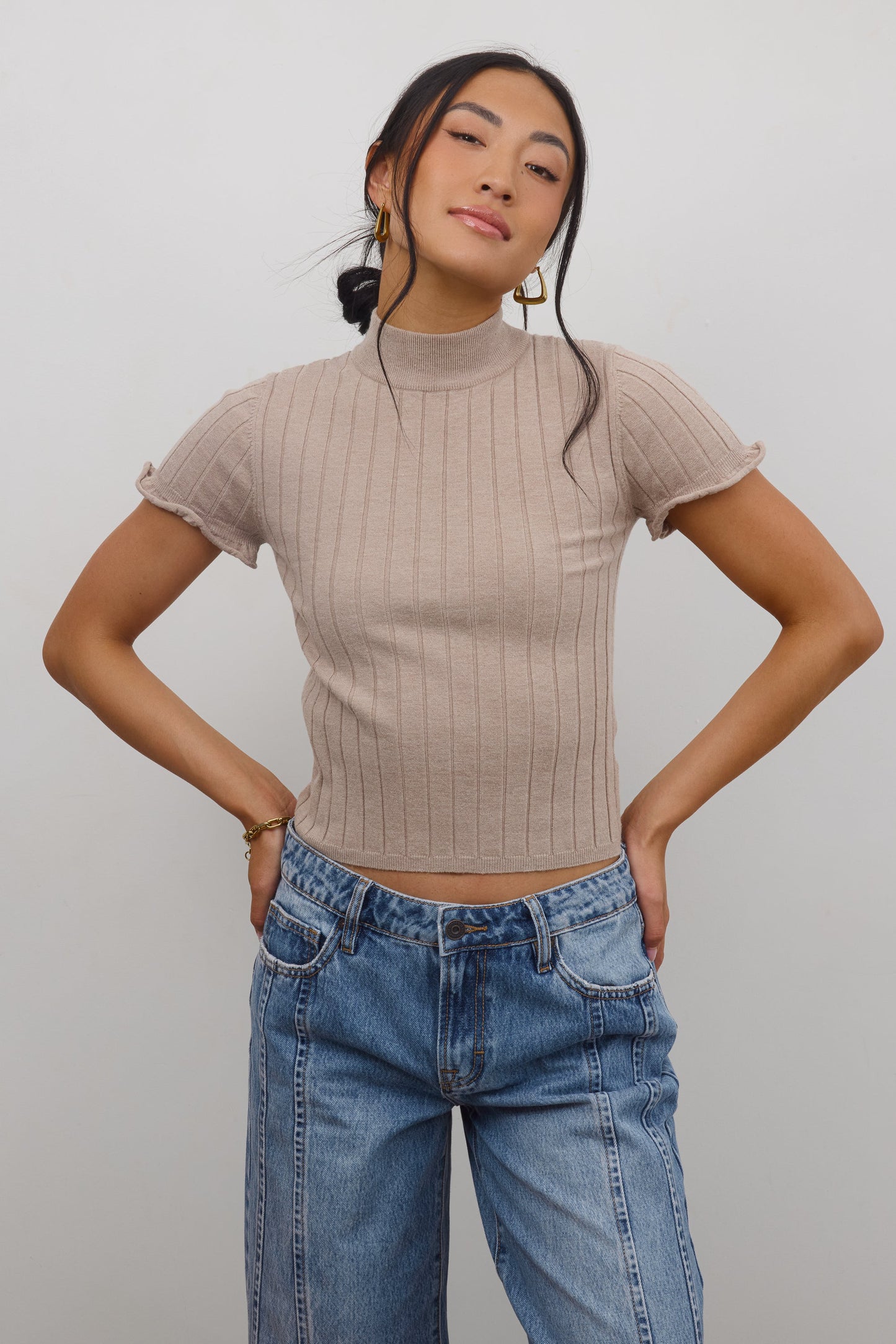 Amara Ribbed Top in Taupe - FINAL SALE