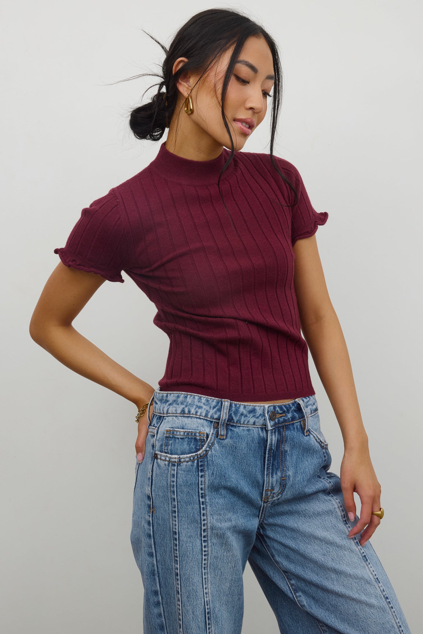 Amara Ribbed Top in Burgundy - FINAL SALE