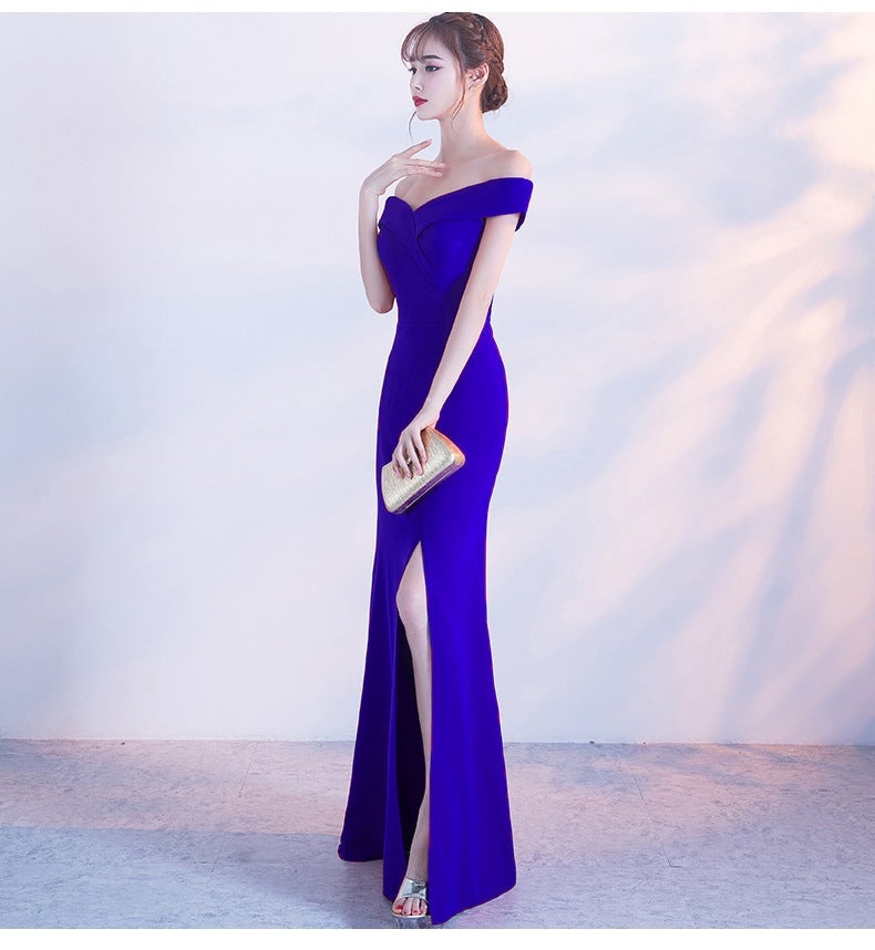 Diva Strapless High Slit Formal Dress