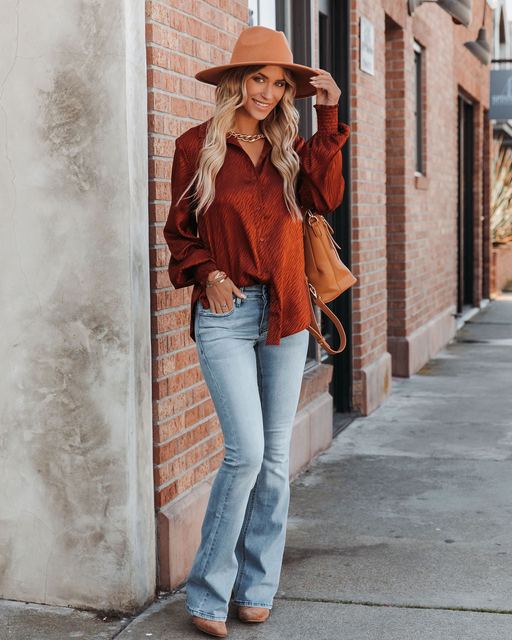 Glitzy Night Satin Button Down Blouse