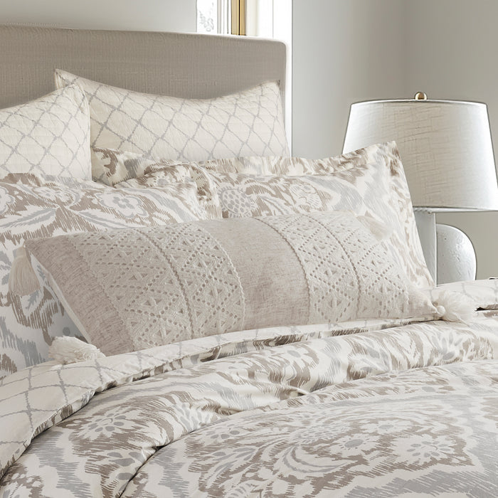 Adare Taupe Lace Overlay Pillow