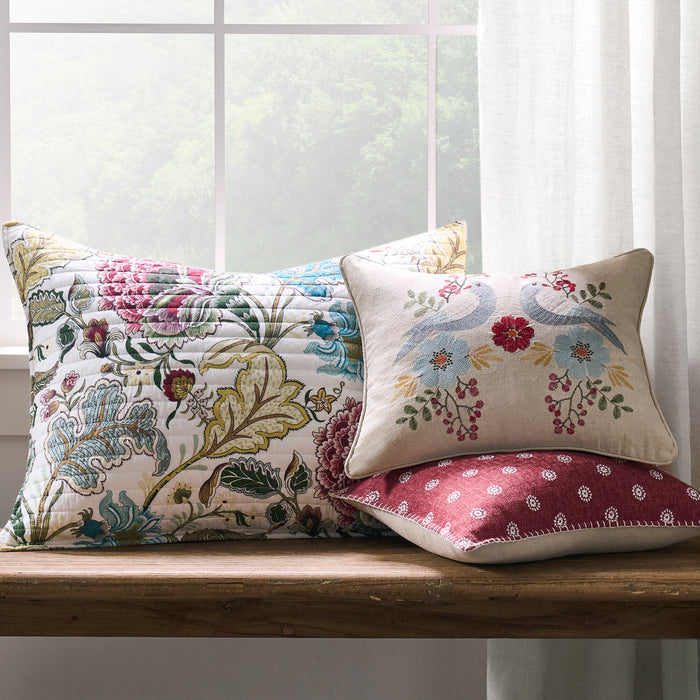Angelica Off-White Red Paisley Pillow