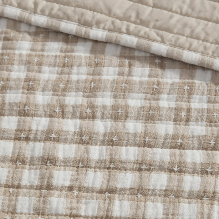 Camden Gingham Stitch Quilted Throw