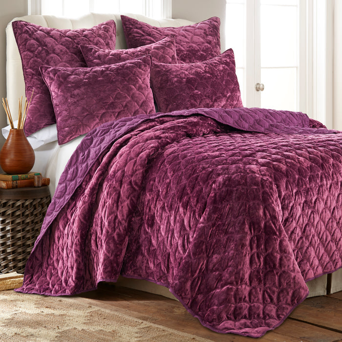 Levtex Home Ellora Plum Velvet King Sham Shams