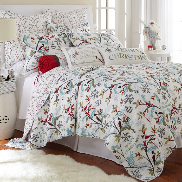 Levtex Home Holly Birds Postcard Pillow Decorative Pillows