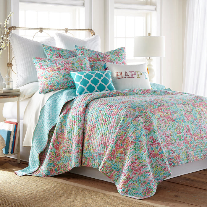 Levtex Home Karola Teal Lattice Pillow Decorative Pillows