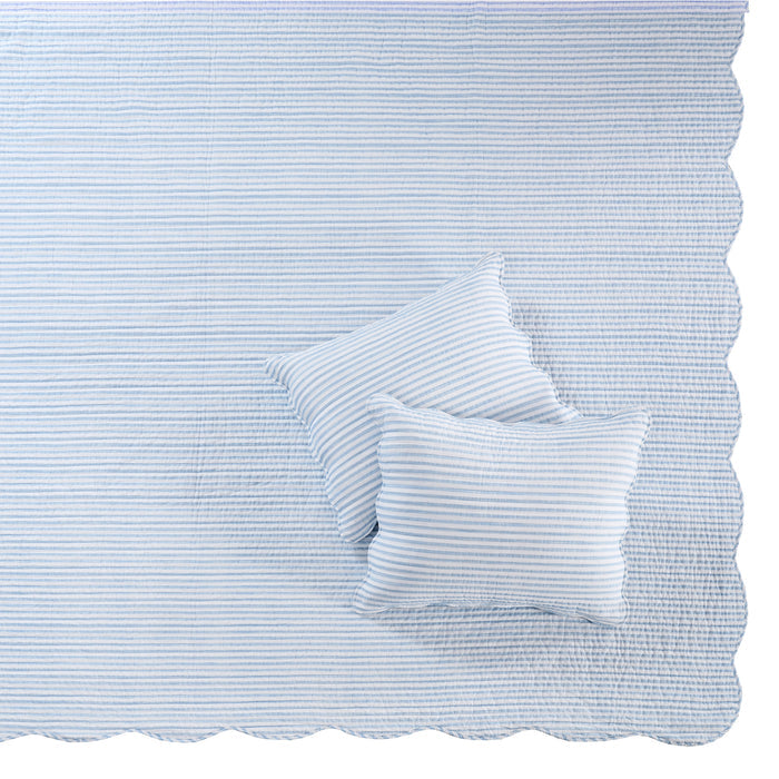 Martha Stripe Blue Bedspread Set