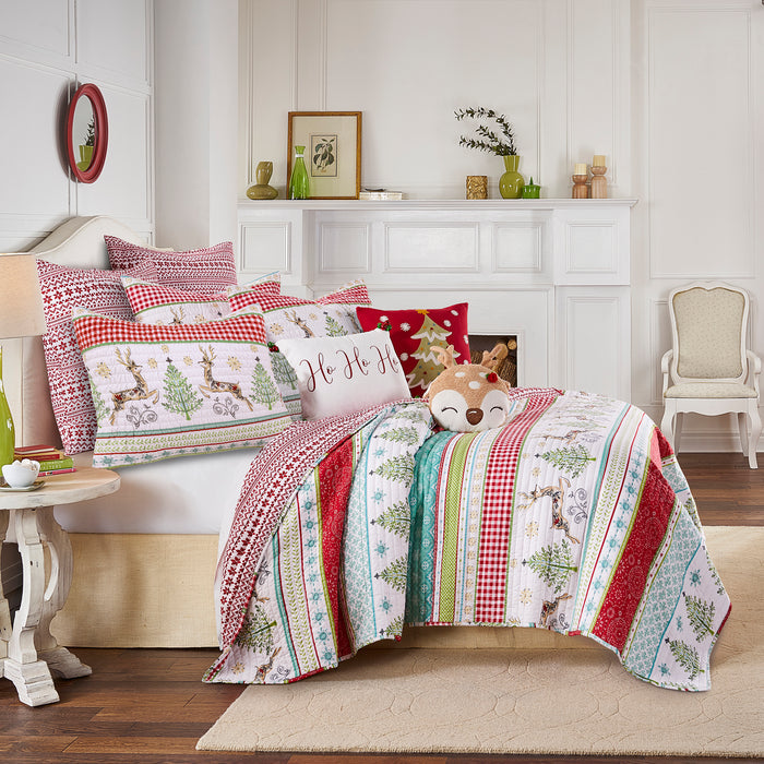 Levtex Home Merry & Bright Comet & Cupid Figural Deer Pillow Decorative Pillows