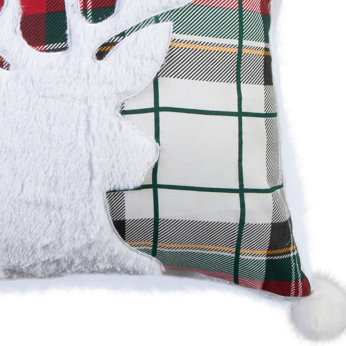 Levtex Home Spencer Plaid Deer Fur Pom Pillow Decorative Pillows
