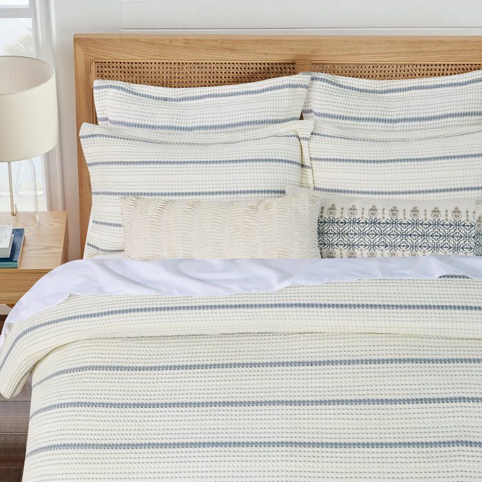 Waffle Stripe Blue Euro Sham Set of 2