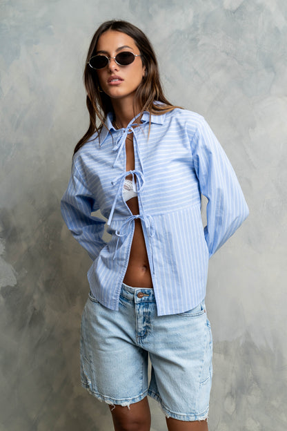 Gillian Collared Striped Blouse