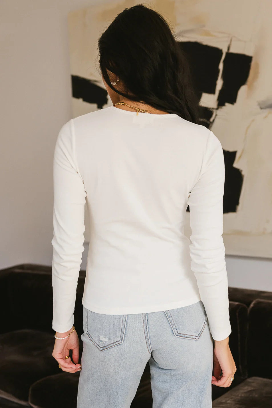 Alexa Long Sleeve Top in Ivory - FINAL SALE