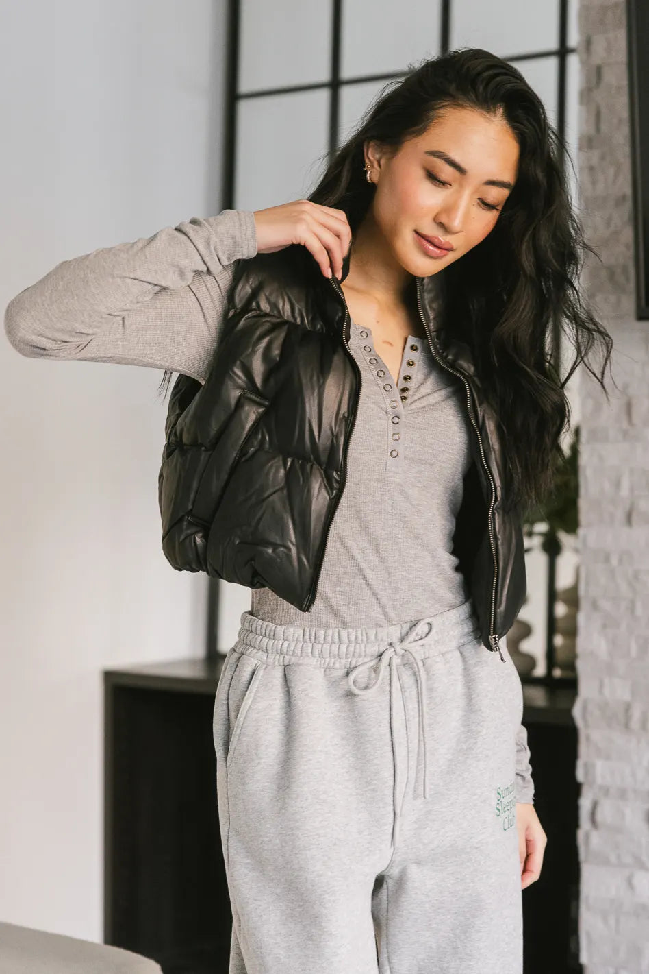 Elise Puffer Vest in Black - FINAL SALE