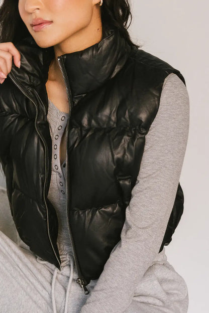 Elise Puffer Vest in Black - FINAL SALE