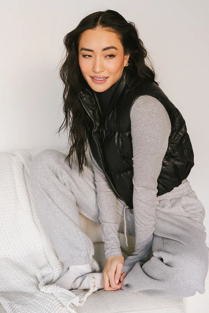 Elise Puffer Vest in Black - FINAL SALE