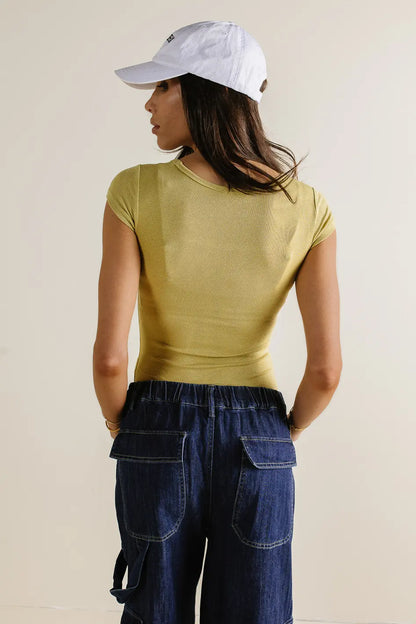 Clara Square Neck Bodysuit in Chartreuse - FINAL SALE