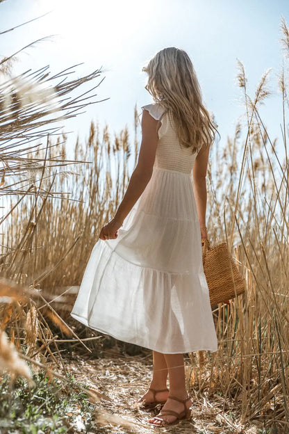 Declan Midi Dress in White - FINAL SALE