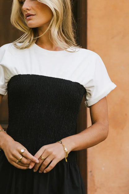Florence Smocked Midi Dress in Black - FINAL SALE