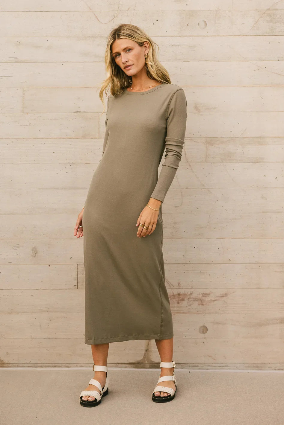 Hollis Ribbed Dress in Olive - FINAL SALE