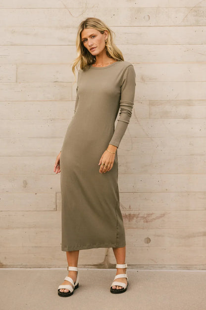 Hollis Ribbed Dress in Olive - FINAL SALE