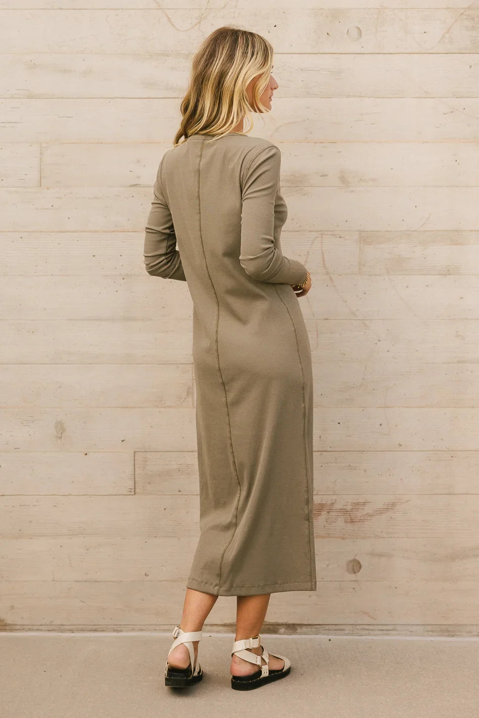 Hollis Ribbed Dress in Olive - FINAL SALE