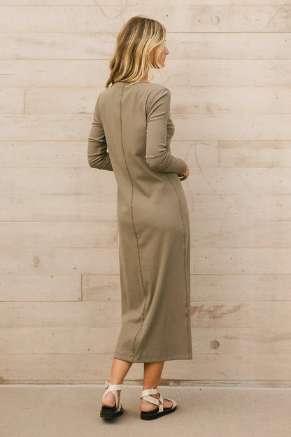 Hollis Ribbed Dress in Olive - FINAL SALE