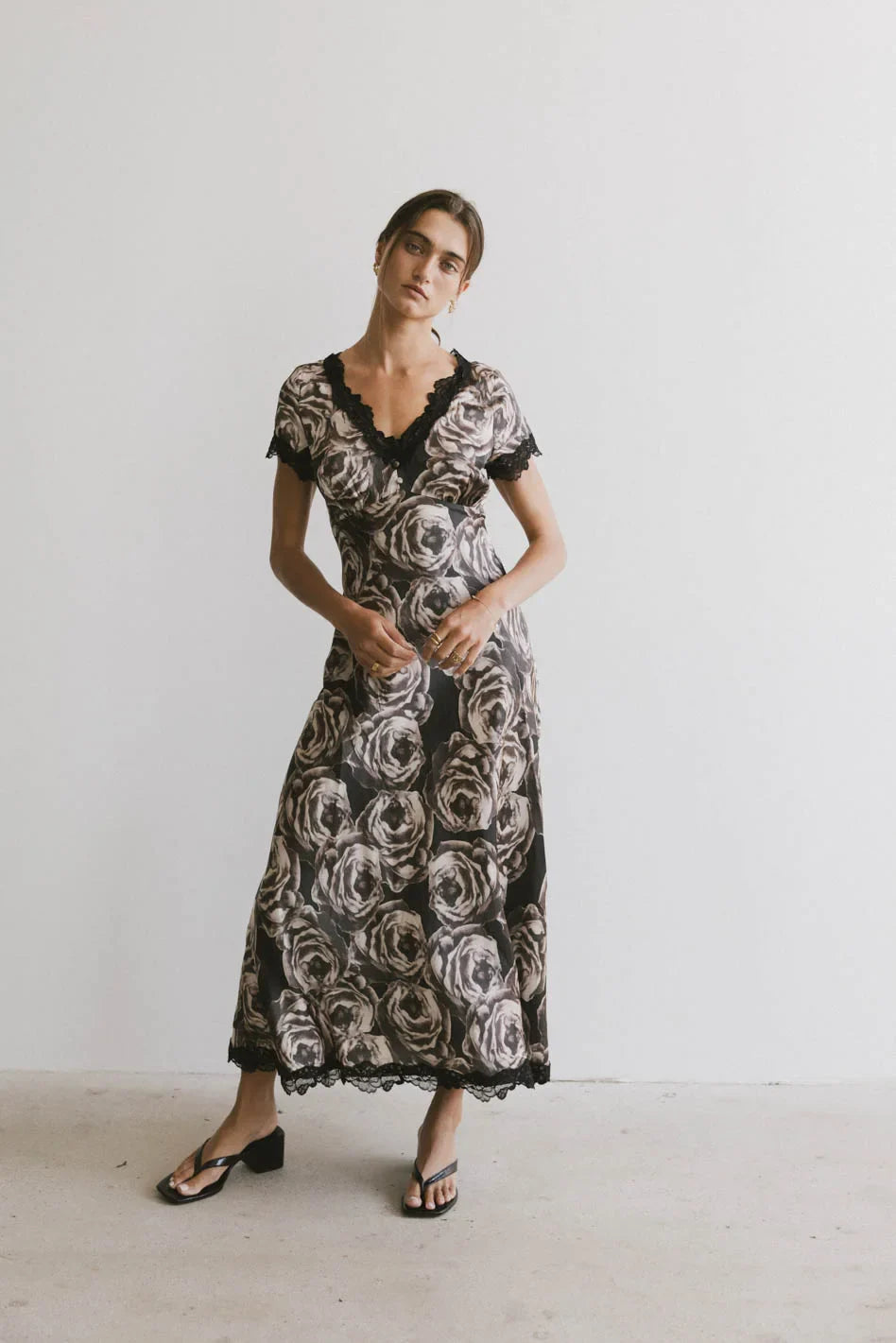 Beatriz Lace Trim Midi Dress - FINAL SALE