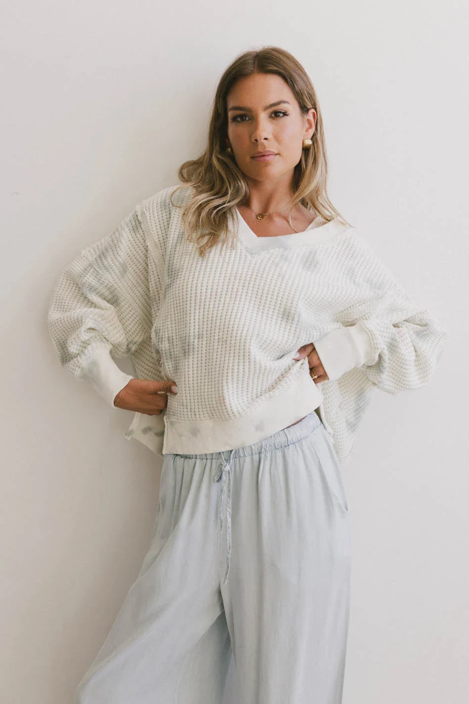 Ellis Waffle Knit Top in Tie Dye - FINAL SALE