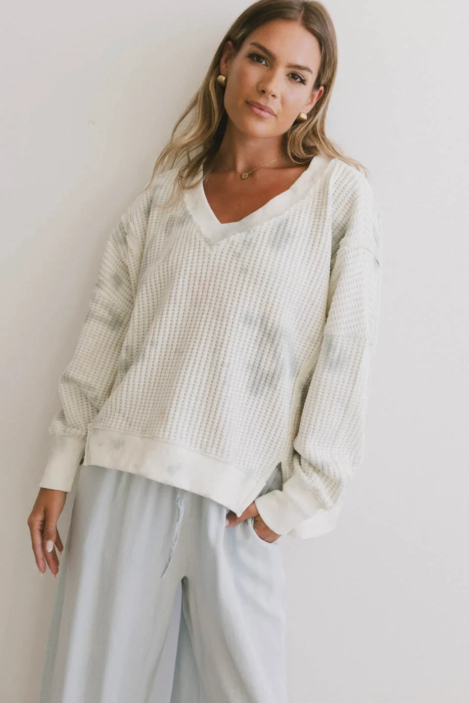 Ellis Waffle Knit Top in Tie Dye - FINAL SALE