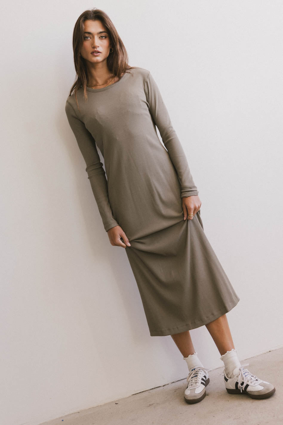 Hollis Ribbed Dress in Olive - FINAL SALE