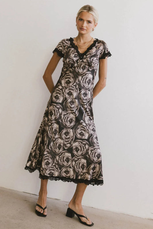 Beatriz Lace Trim Midi Dress - FINAL SALE