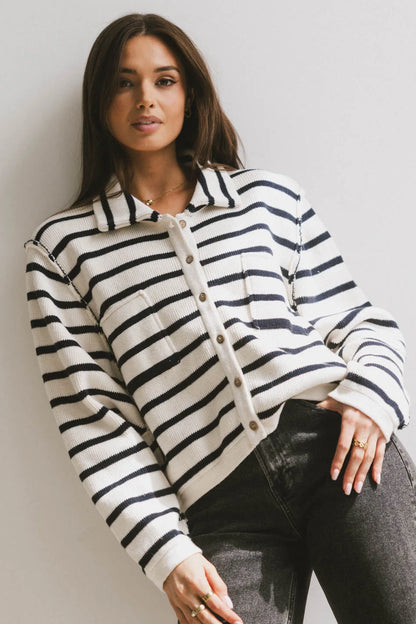 Harper Striped Cardigan in Navy - FINAL SALE