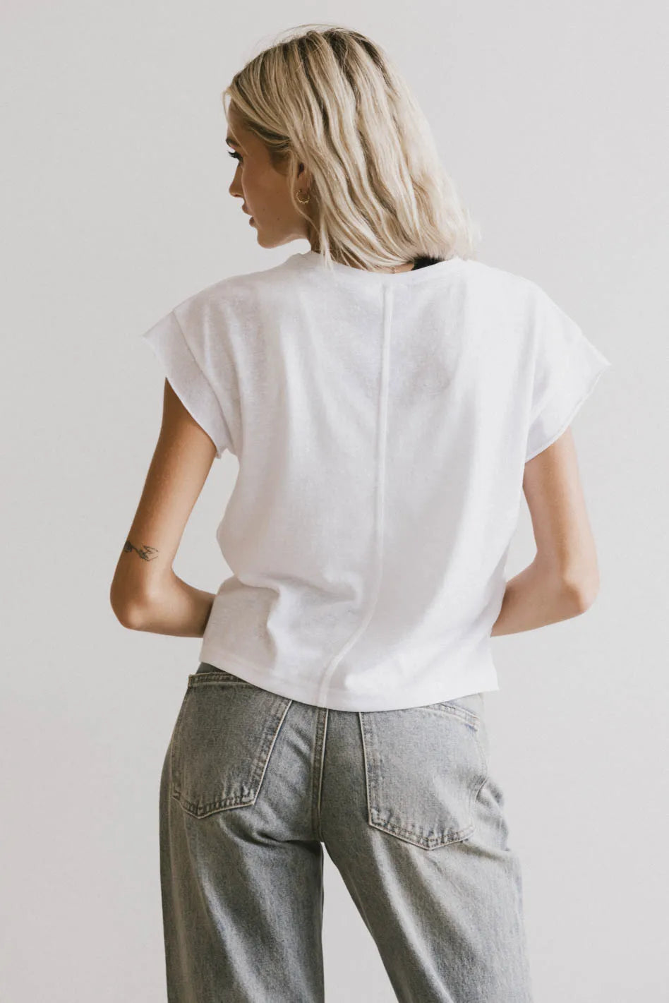 Harry Cutoff Top in White - FINAL SALE