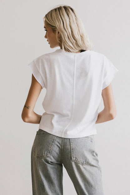 Harry Cutoff Top in White - FINAL SALE