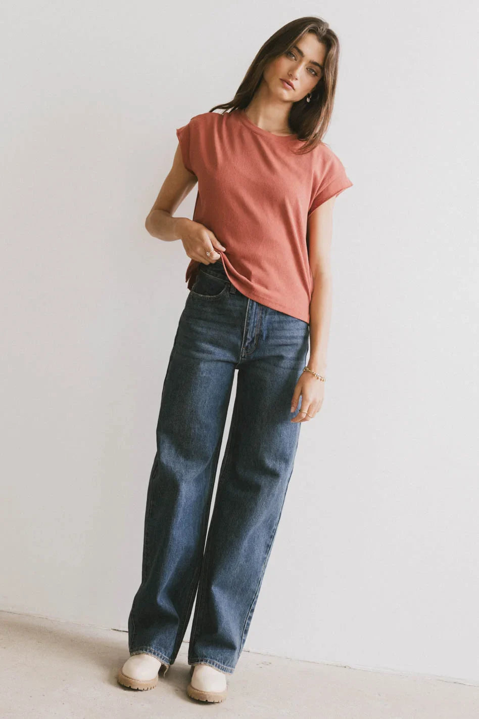 Harry Cutoff Top in Brick - FINAL SALE