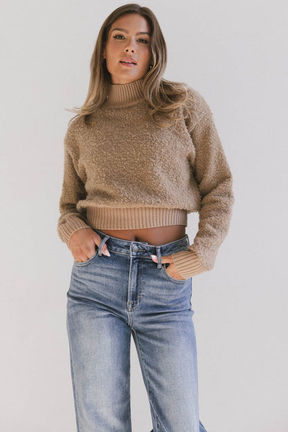 Eloise Mock Neck Sweater in Taupe - FINAL SALE