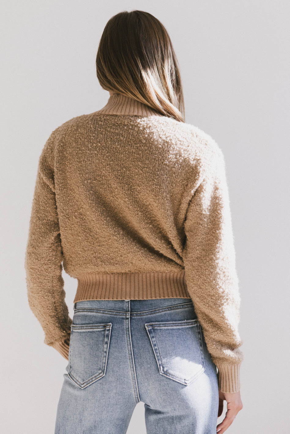 Eloise Mock Neck Sweater in Taupe - FINAL SALE