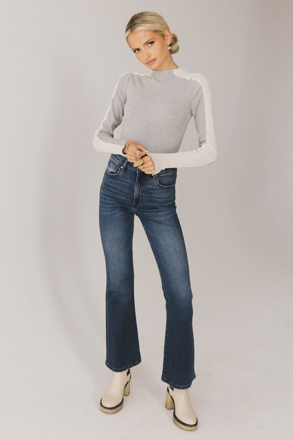 Cleo Ribbed Top in Grey - FINAL SALE