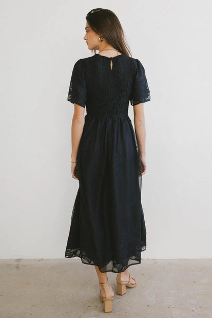 Alora Embroidered Dress in Navy - FINAL SALE