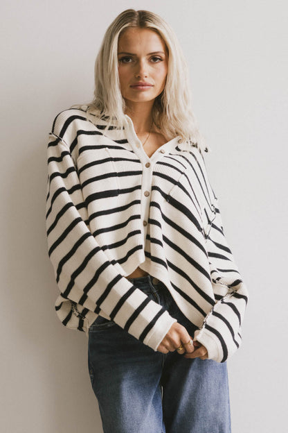 Harper Striped Cardigan in Navy - FINAL SALE