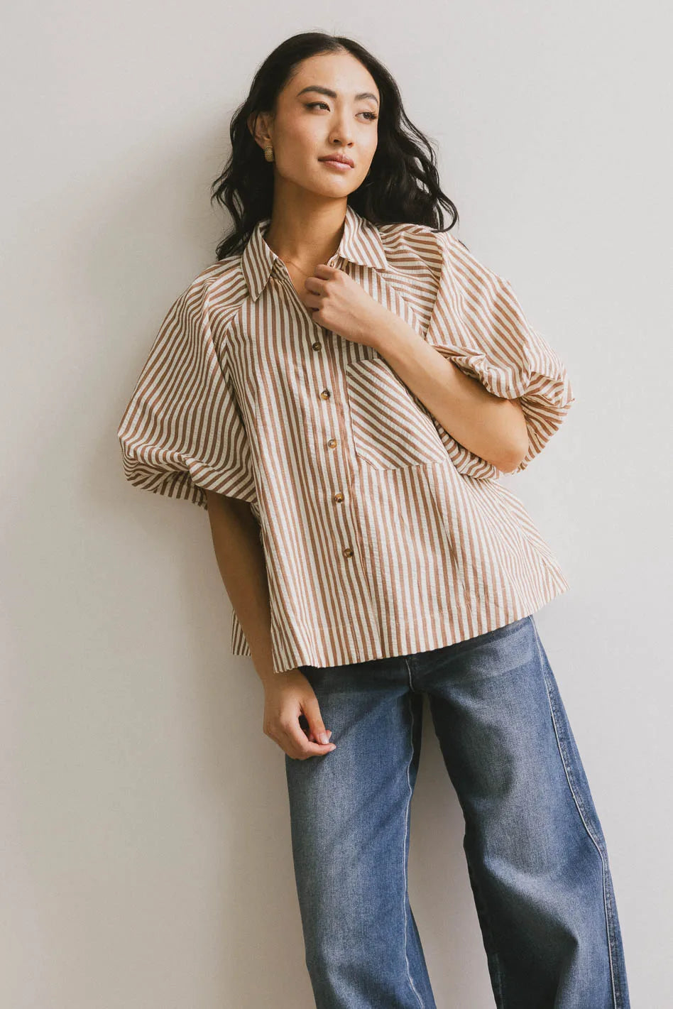 Callum Button Up in Mocha - FINAL SALE