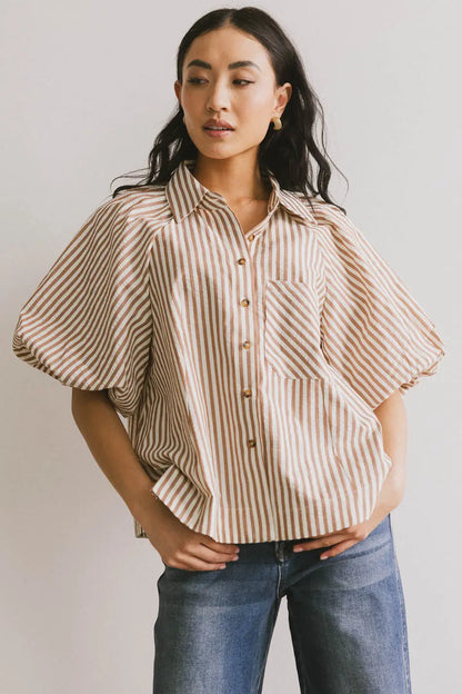 Callum Button Up in Mocha - FINAL SALE