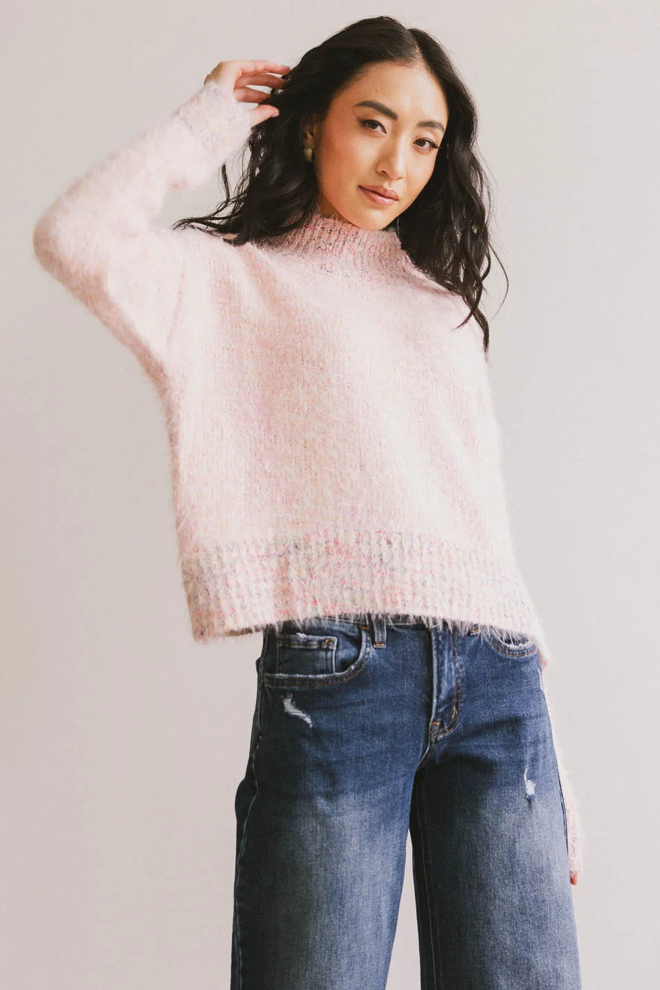 Carla Fuzzy Knit Sweater in Pink - FINAL SALE