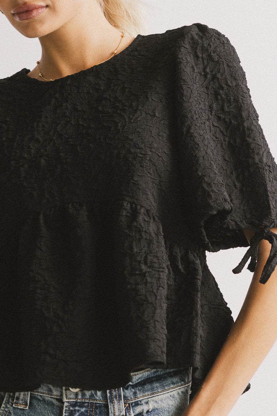 Alessia Peplum Top in Black