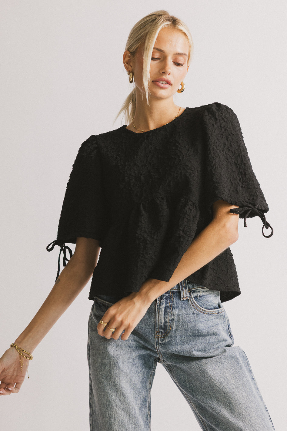 Alessia Peplum Top in Black