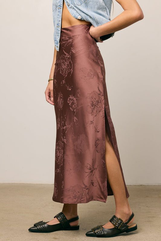 Ellie Floral Maxi Skirt in Brown - FINAL SALE
