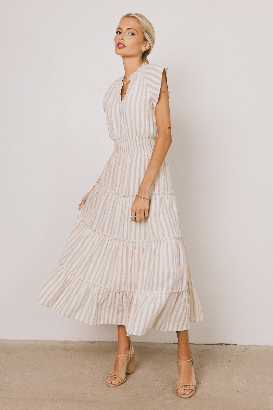 Claire Striped Maxi Dress in Taupe - FINAL SALE